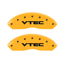 Load image into Gallery viewer, MGP 4 Caliper Covers Engraved Front &amp; Rear Vtech Yellow finish black ch