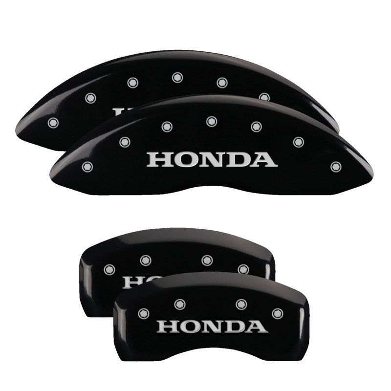 MGP 4 Caliper Covers Engraved Front & Rear Honda Black finish silver ch