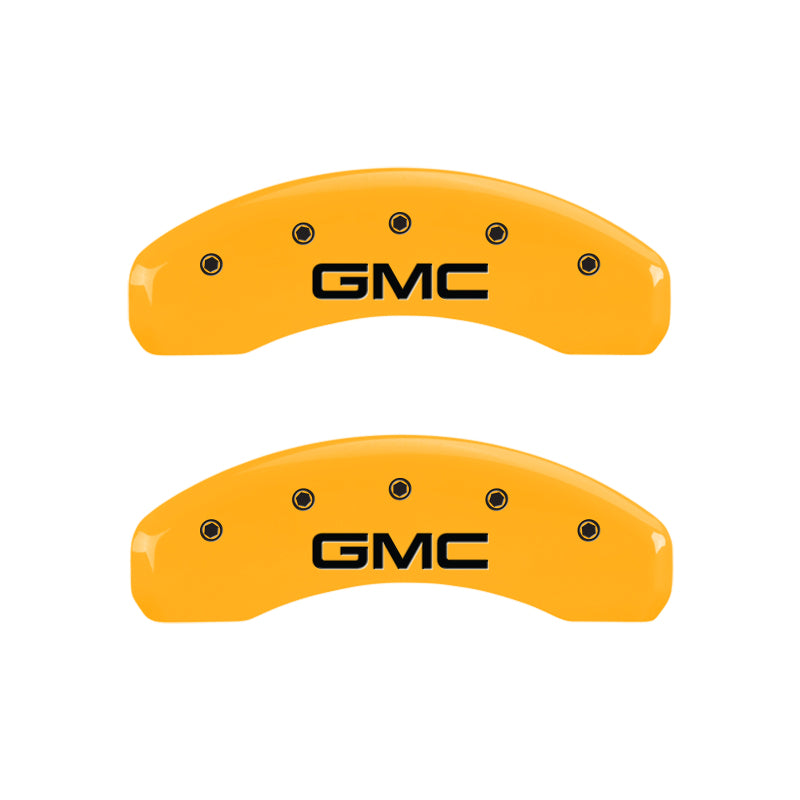 MGP 4 Caliper Covers Engraved Front & Rear GMC Yellow Finish Black Char 2008 GMC Envoy