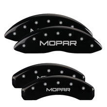 Load image into Gallery viewer, MGP 4 Caliper Covers Engraved Front &amp; Rear Mopar Black Finish Silver Char 2019 Ram 1500