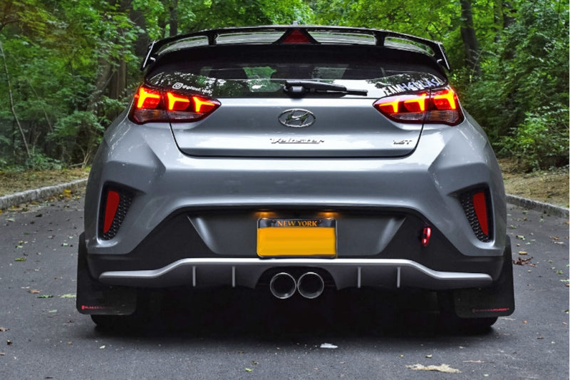 Rally Armor 19-21 Hyundai Veloster Turbo R-Spec Black UR Mud Flap w/ Orange Logo