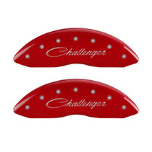 Load image into Gallery viewer, MGP 4 Caliper Covers Engraved Front Cursive/Challenger Engraved Rear RT Red finish silver ch