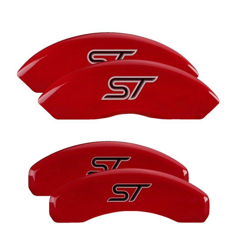 MGP 4 Caliper Covers Engraved Front & Rear No bolts/ST Red finish silver ch