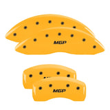 MGP 4 Caliper Covers Engraved Front & Rear Chevy Racing Yellow Power Coat Finish Black Characters