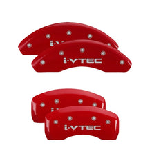 Load image into Gallery viewer, MGP 4 Caliper Covers Engraved Front &amp; Rear Acura Red finish silver ch