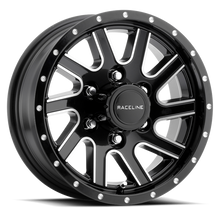 Load image into Gallery viewer, Raceline 820M Twisted 15x5in / 5x114.3 BP / 0mm Offset / 3.19mm Bore - Black &amp; Machined Wheel