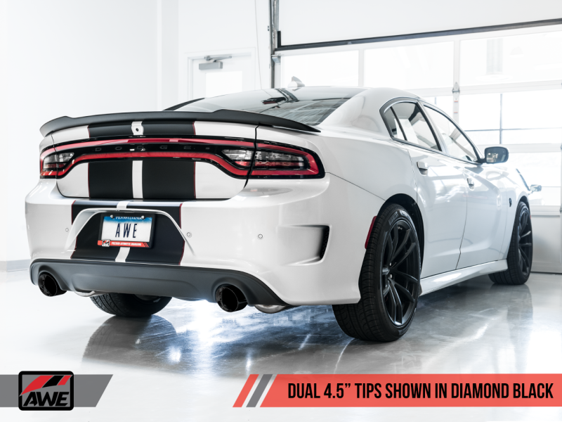 AWE Tuning 2017+ Dodge Charger 5.7L Touring Edition Exhaust - Resonated - Diamond Black Tips