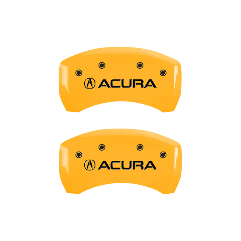 MGP 4 Caliper Covers Engraved Front & Rear Acura Yellow finish black ch