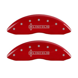 MGP 4 Caliper Covers Engraved Front Lincoln Engraved Rear MKT Red finish silver ch