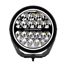 Load image into Gallery viewer, Go Rhino Xplor Blackout Series Round LED Driving Light w/DRL (Surface/Threaded Stud Mnt) 7in. - Blk