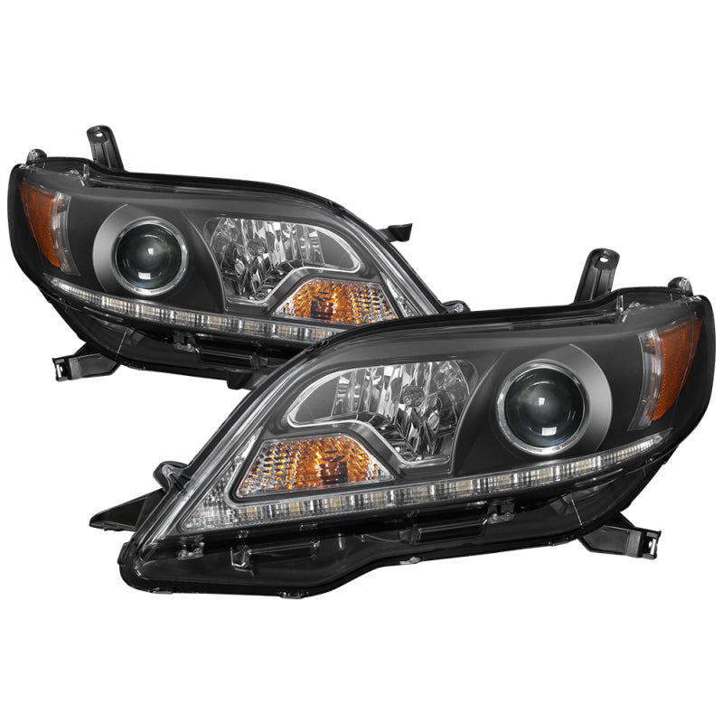 Spyder 2015-2017 Toyota Sienna Projector Headlights - DRL LED - Black PRO-YD-TSEN15-DRL-BK