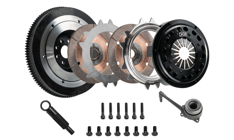 DKM Clutch VW/Audi 2.0L FSI (6 Bolt) Ceramic Twin Disc MR Clutch w/Flywheel (650 ft/lbs Torque)