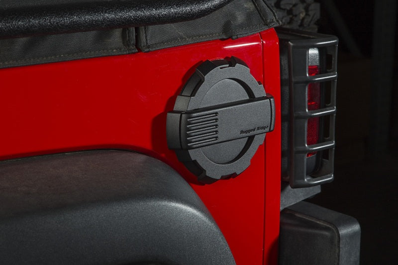 Rugged Ridge Elite Fuel Door Non-Lock Black 07-18 Jeep Wrangler JK