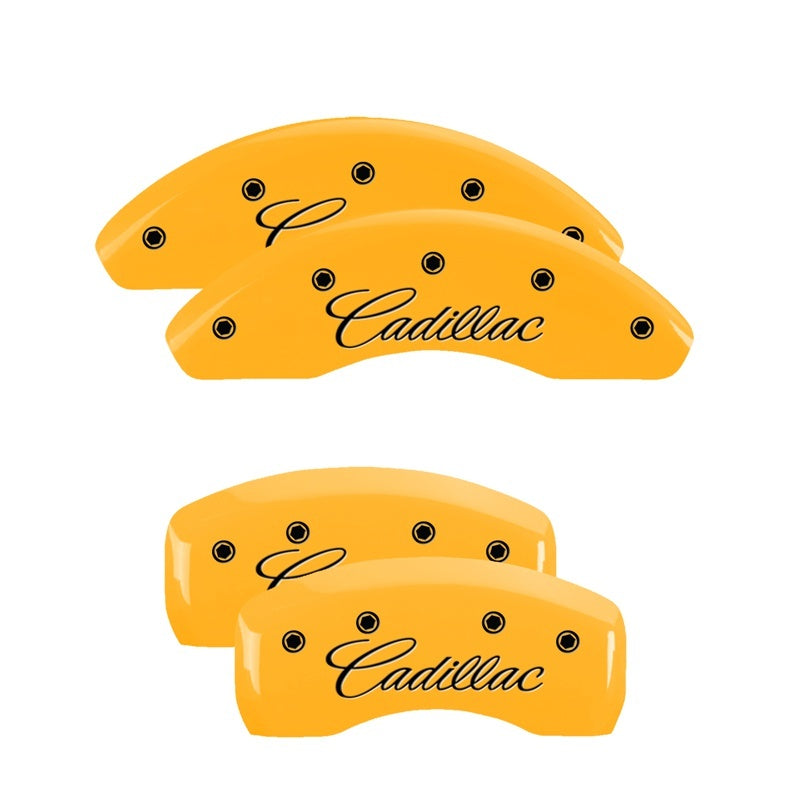 MGP Front set 2 Caliper Covers Engraved Front MGP Yellow finish black ch