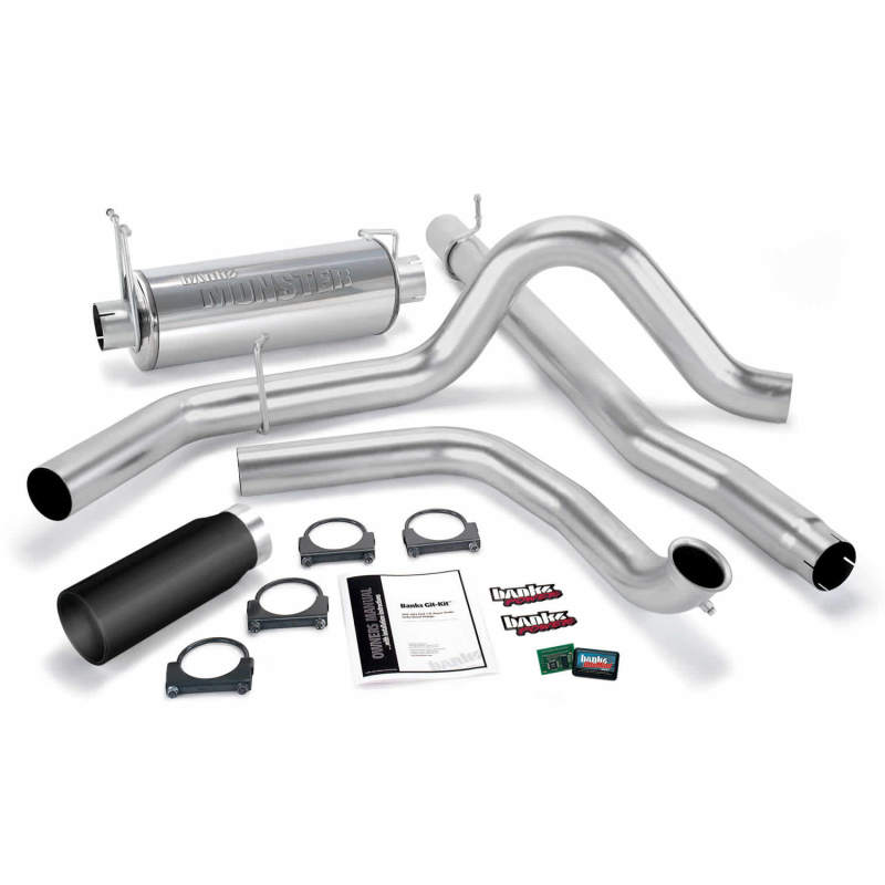 Banks Power 01-03 Ford 7.3L w/Cat Conv Git-Kit - SS Single Exhaust w/ Black Tip - GTR Auto