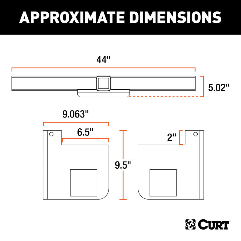 Curt Univ Weld On 2.5In R 44In L 9In S