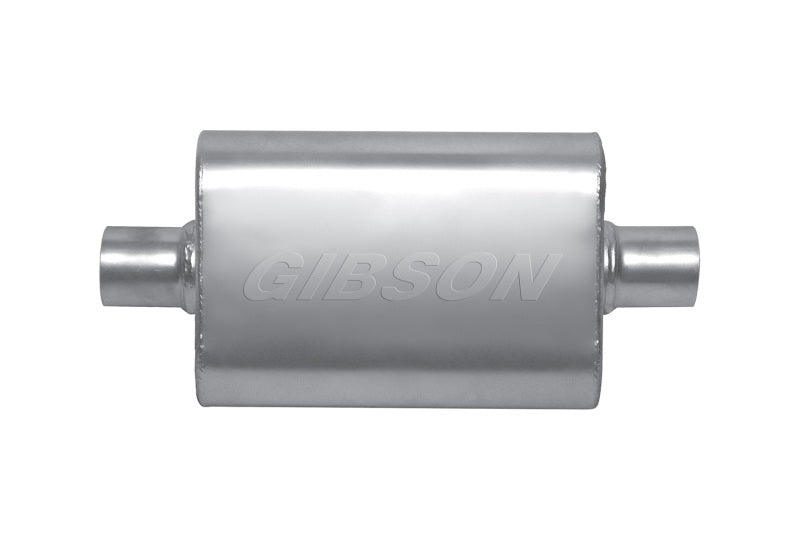 Gibson MWA Superflow Center/Center Oval Muffler - 4x9x14in/2.5in Inlet/2.5in Outlet - Stainless