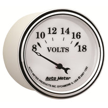 Load image into Gallery viewer, AutoMeter Gauge Voltmeter 2-1/16in. 18V Elec Old Tyme White II