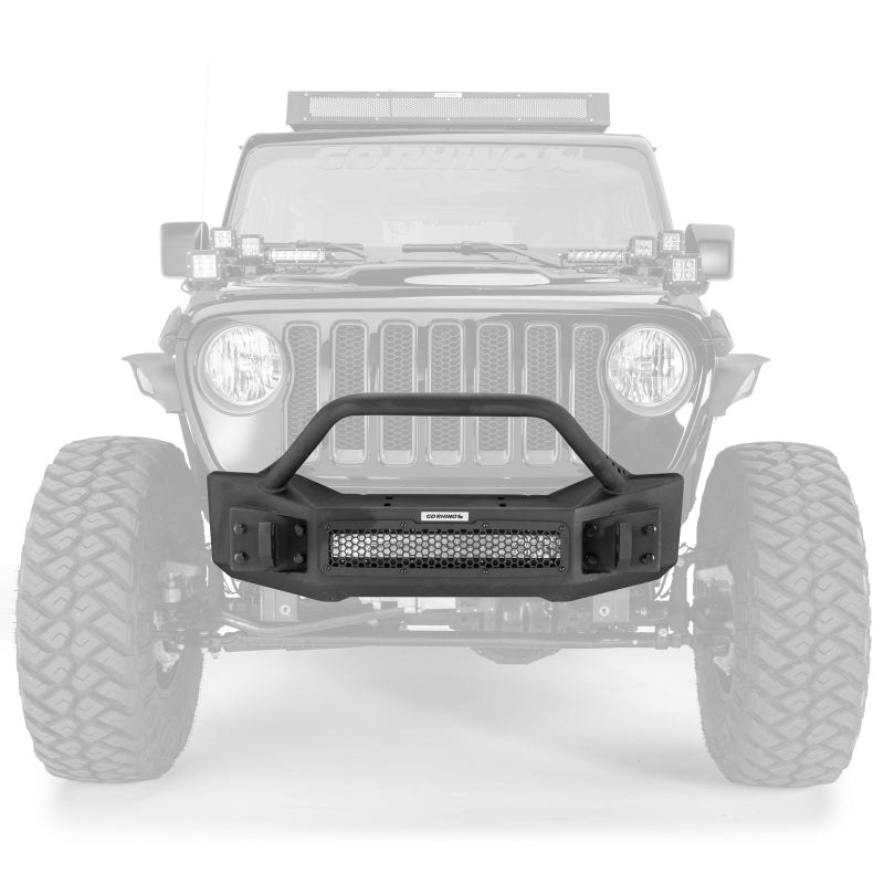 Go Rhino 07-20 Jeep Wrangler JL/JLU/JK/JKU/Gladiator JT Rockline Front Stubby Bumper w/ Overrider - GTR Auto