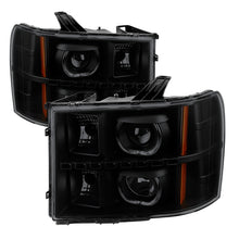 Load image into Gallery viewer, xTune GMC Sierra 2500/3500HD 07-13 Projector Headlights LED Halo- Black Smoked PRO-JH-GSIE07-CFB-BSM