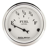 AutoMeter Gauge Fuel Level 2-1/16in. 73 Ohm(e) to 10 Ohm(f) Elec Old Tyme White