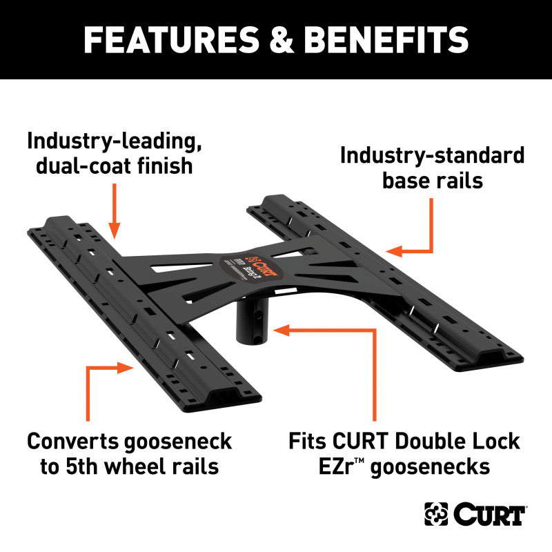 Curt X5 Gooseneck-to-5th-Wheel Adapter Plate for Double Lock EZr