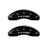 MGP Front set 2 Caliper Covers Engraved Front i-Vtec Black finish silver ch