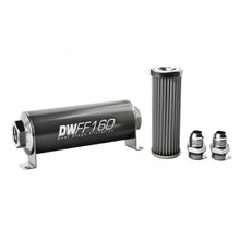 Load image into Gallery viewer, DeatschWerks Stainless Steel 10AN 40 Micron Universal Inline Fuel Filter Housing Kit (160mm)