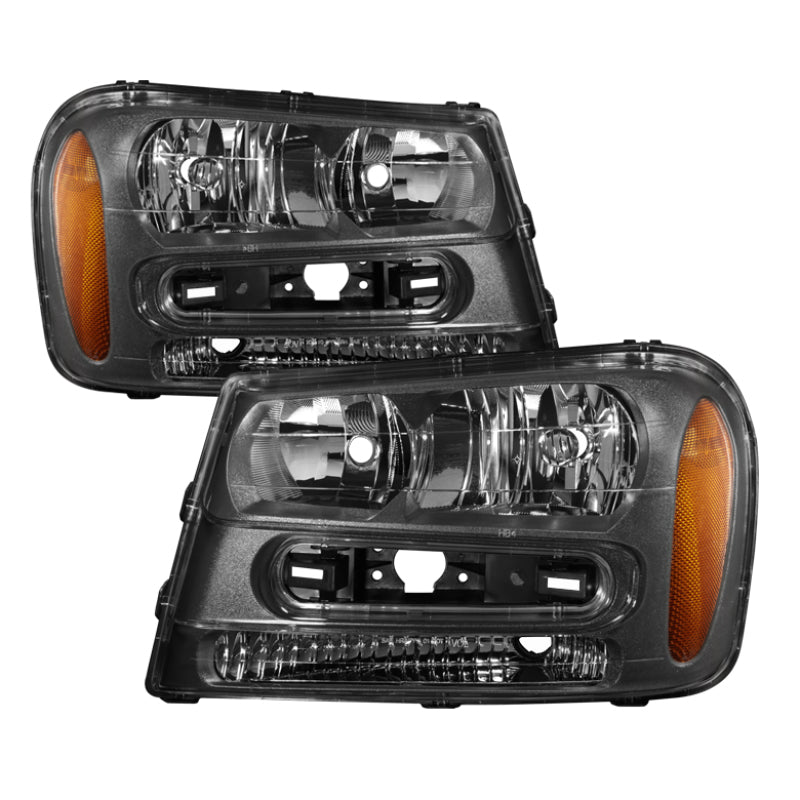 Xtune Chevy Trailblazer 02-09 Crystal Headlights Black HD-JH-CTB02-AM-BK