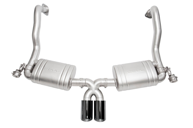 SOUL 15-16 Porsche 981 GT4 / Spyder Valved Exhaust - Black Chrome Double Wall Tips