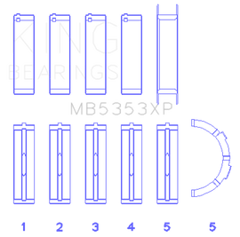 King Engine Bearings Ford 281 4.6L SOHC 16V (Size STDX) Performance Main Bearing Set (Set of 5)