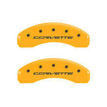 Load image into Gallery viewer, MGP 4 Caliper Covers Engraved Front &amp; Rear C7/Corvette Yellow finish black ch