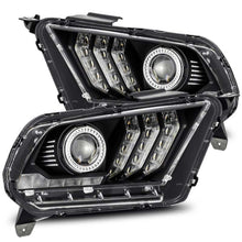 Load image into Gallery viewer, AlphaRex 10-12 Ford Mustang PRO-Series Projector Headlights Plank Style Jet Black w/Top/Bottom DRL