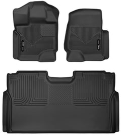Husky Liners 15-23 Ford F-150 SuperCrew Cab X-Act Contour Front & 2nd Row Seat Floor Liners - Black - GTR Auto