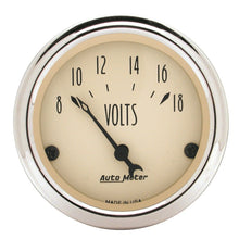 Load image into Gallery viewer, Autometer 2-1/16 inch Electric Voltmeter 18V Antique Beige Gauge