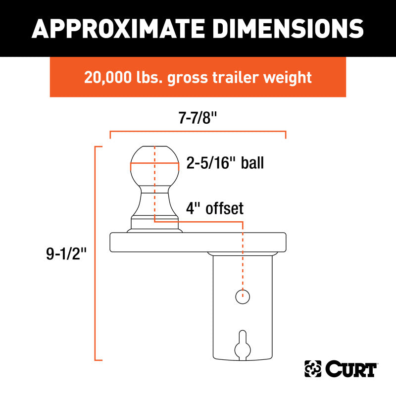 Curt Double Lock 2-5/16in Offset Gooseneck Ball (4in Rearward Offset)