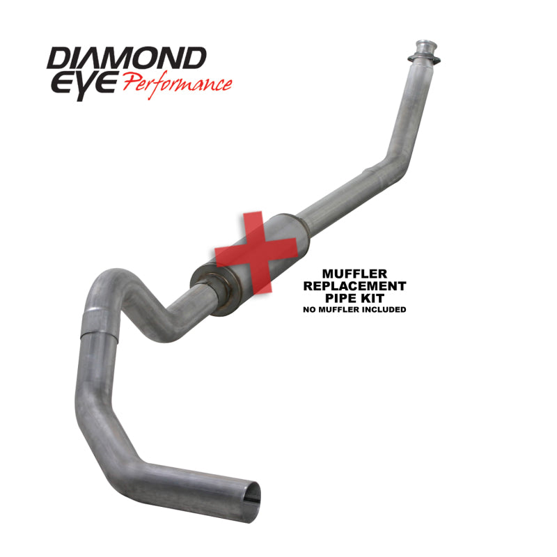 Diamond Eye KIT 4in Turbo Back MFLR RPLCMENT PIPE SGL AL: 98.5 - 02 DODGE CUMMINS 5.9L