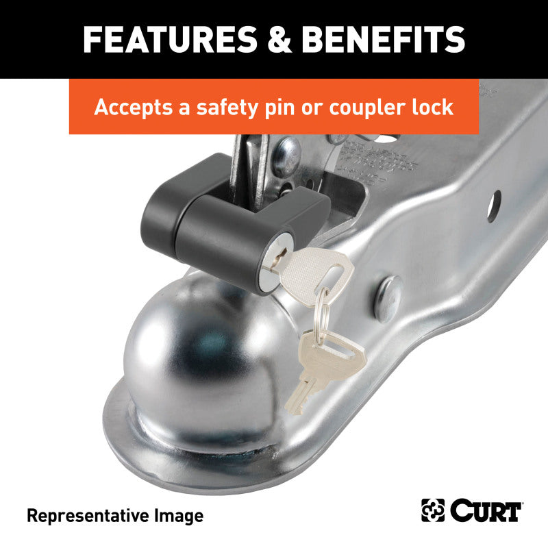 Curt 2in Straight-Tongue Coupler w/Posi-Lock (2in Channel 3500lbs Zinc)