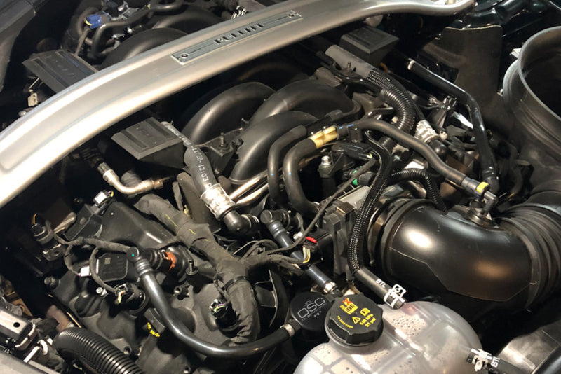 J&amp;L 2018-2023 Ford Mustang GT Passenger Side Oil Separator 3.0 - Black Anodized
