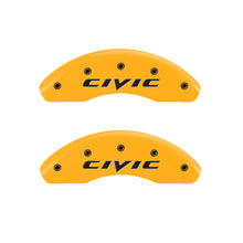 Load image into Gallery viewer, MGP 2 Caliper Covers Engraved Front 2015/Civic Yellow Finish Black Char 2011 Honda Civic