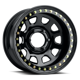 Raceline RT51 Daytona Rock 15x10in/5x114.3 BP/-44mm Offset/83.82mm Bore - Gloss Black Beadlock Wheel