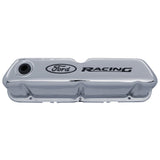 Ford Racing Logo Stamped Steel Valve Covers - Chrome