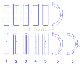 King Engine Bearings Ford Prod. V8 4.6L/5.4L (Size 0.25) Performance Main Bearing Set