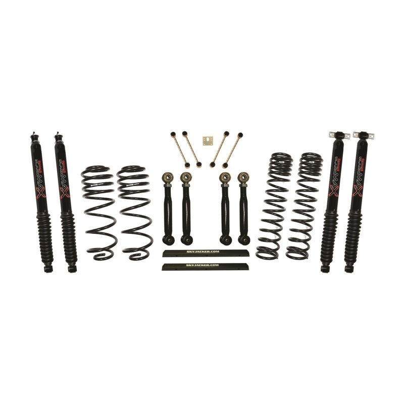 Skyjacker 97-02 Jeep TJ 4in D-Rate Long Travel Kit w/ Adj. FR/RR Lower Flex Links/Black Max Shocks