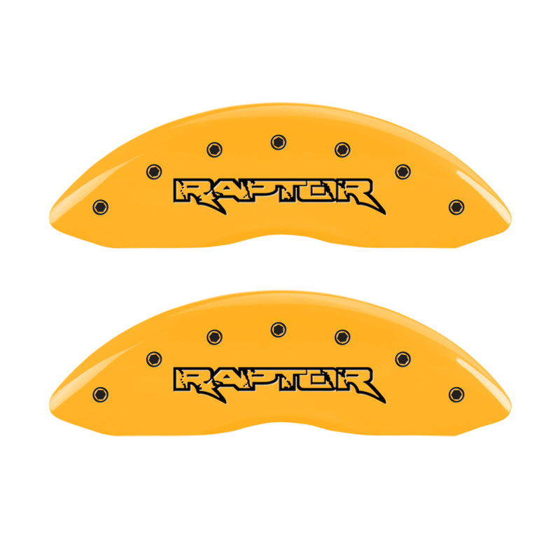 MGP 4 Caliper Covers Engraved Front & Rear Raptor Yellow finish black ch