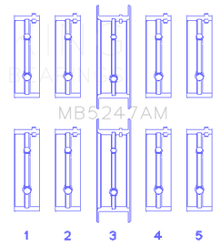 King Engine Bearings Chevrolet L4 2.2L Ecotec AM-Series Main Bearings (Set of 5)