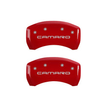 Load image into Gallery viewer, MGP 4 Caliper Covers Engraved Front &amp; Rear Gen 4/Camaro Red finish silver ch