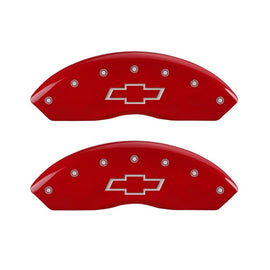 MGP Front set 2 Caliper Covers Engraved Front Bowtie Red finish silver ch