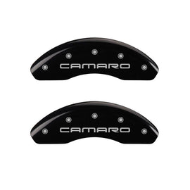MGP 4 Caliper Covers Engraved Front & Rear Gen 4/Camaro Black finish silver ch