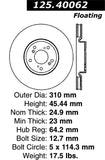 Stoptech 04-08 Acura TL (w/Brembo Calipers) Premium High-Carbon Cryo Front Brake Rotor